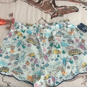 Roller Rabbit Pastel Multicolor Illustrated Cotton Lounge Shorts